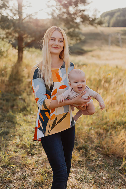 Oblečenie na dojčenie - Asymetrická tunika na dojčenie – boho brown - 17766538_