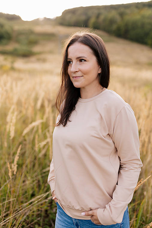 Oblečenie na dojčenie - Dámska mikina na dojčenie - Béžová - 17766569_