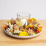  - Jesenný svietnik zo sušených kvetov na stôl  (Žltá) - 17767024_