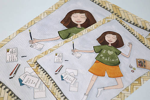 Print - Dievča s pohľadnicami