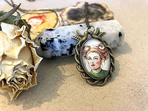 Náhrdelníky - Jarná s vtáčatkami-medailón - 17769164_