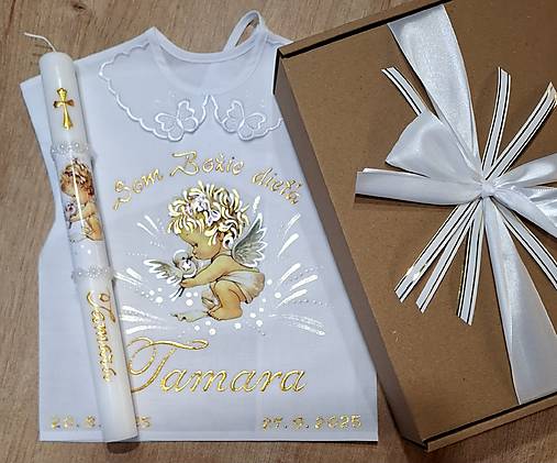 Detské oblečenie - Košieľka na krst + sviečka  - 17769461_