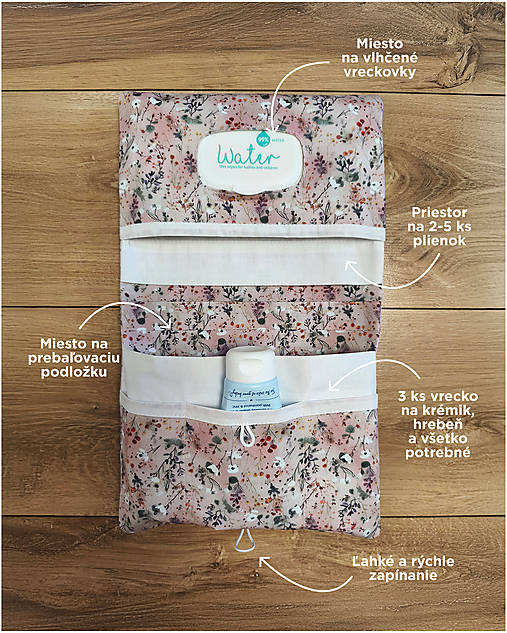 Detské doplnky - Praktický organizér na plienky s kvietkovaným vzorom - 17769808_