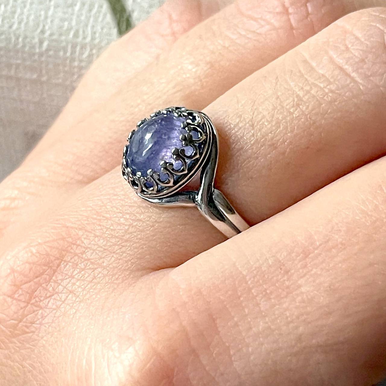 ZĽAVA 5% Tanzanite Filigree Silver Ag925 Ring / Strieborný prsteň s tanzanitom E002