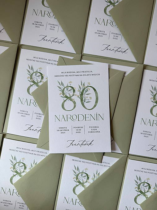 Papiernictvo - Pozvánka na narodeninovú oslavu greenery čísla - 17772026_
