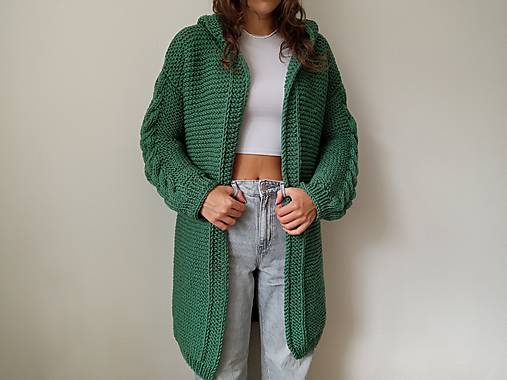 Svetre a kardigány - Pletený vlnený dlhý kardigán  - 17772176_