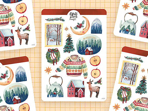 Papier - Samolepky "Doma na Vianoce" - 17772914_