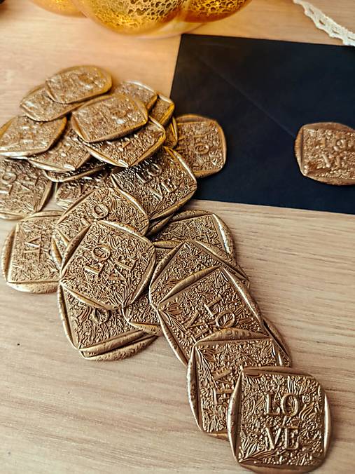 Papier - Sada hotových pečatí ♥ BRONZE ♥ LOVE ♥ 30 ks - 17772063_