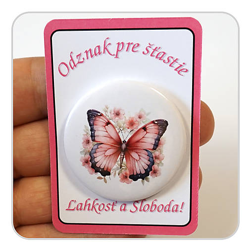 Brošne - Odznak - Motýľ pre šťastie 094 (Biela) - 17772223_
