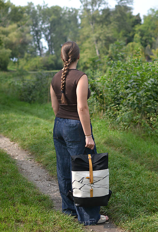 Ruksak rolltop (koža, ľan, bavlna) HORY