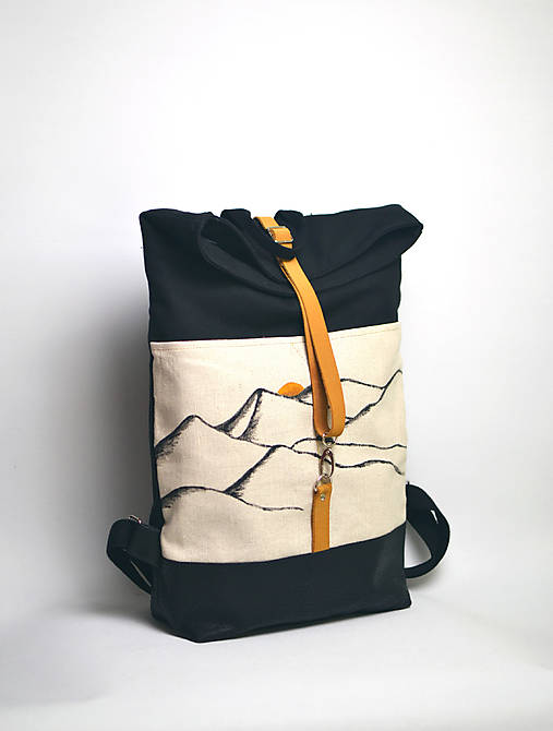 Ruksak rolltop (koža, ľan, bavlna) HORY