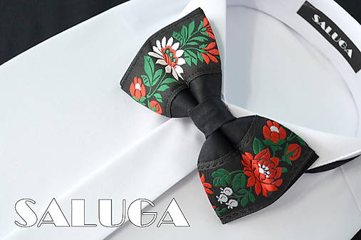 Pánske doplnky - Pánsky folklórny motýlik - čierny - 17775173_