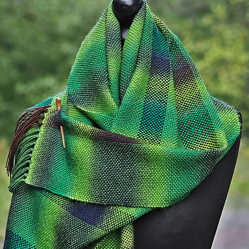 Šály a nákrčníky - RUČNĚ TKANÝ ŠÁL - PLÉD - LEA - 17773836_