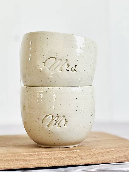Simple - set pohárikov cappuccino Mr Mrs (200ml, bez uška)