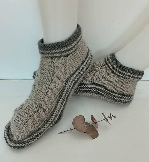 Ponožky, pančuchy, obuv - Pánske vlnené papuče  - 17774088_