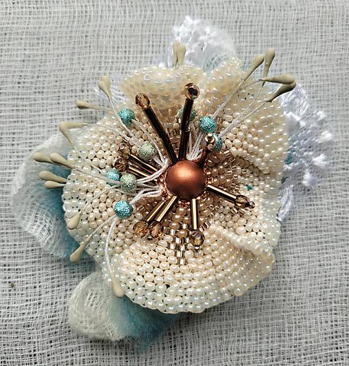 Brošne - brošňa krémový kvet - 17776740_