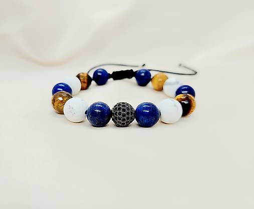 Náramky - Pánsky náramok tigrie oko, lapis lazuli, magnezit - 17775972_