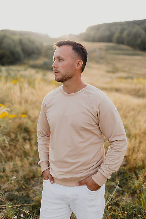 Pánske oblečenie - Pánska mikina/svetrík - béžová - 17775580_