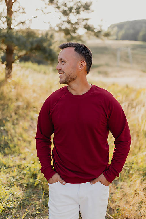 Pánske oblečenie - Pánska mikina/svetrík - bordová - 17775583_