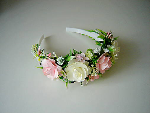 Ozdoby do vlasov - Květinová čelenka - růžičková - 17776009_
