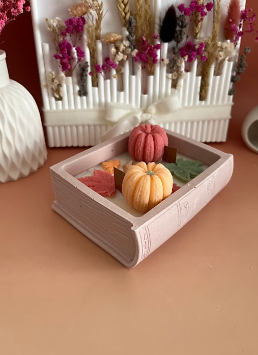 Sviečky - Jesenná sviečka v knihe z jesmonitu - 17776304_