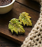 Náušnice - Napichovacie náušnice listy, nerezová oceľ - 17776289_