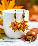  - Visiace náušnice jesenné lístie, nerezová oceľ - 17776312_