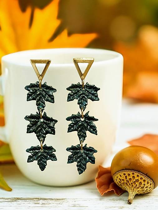 Náušnice - Napichovacie náušnice javorové listy, nerezová oceľ - 17776276_