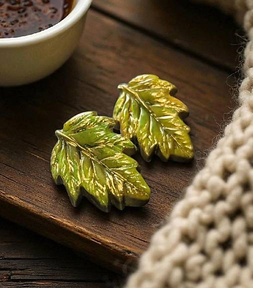 Náušnice - Napichovacie náušnice listy, nerezová oceľ - 17776289_