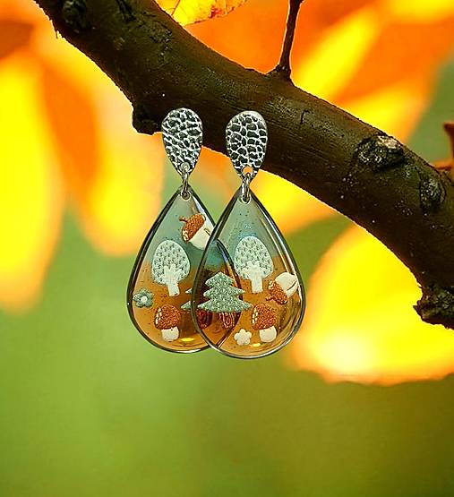 Náušnice - Napichovacie náušnice jesenné, nerezová oceľ - 17776531_