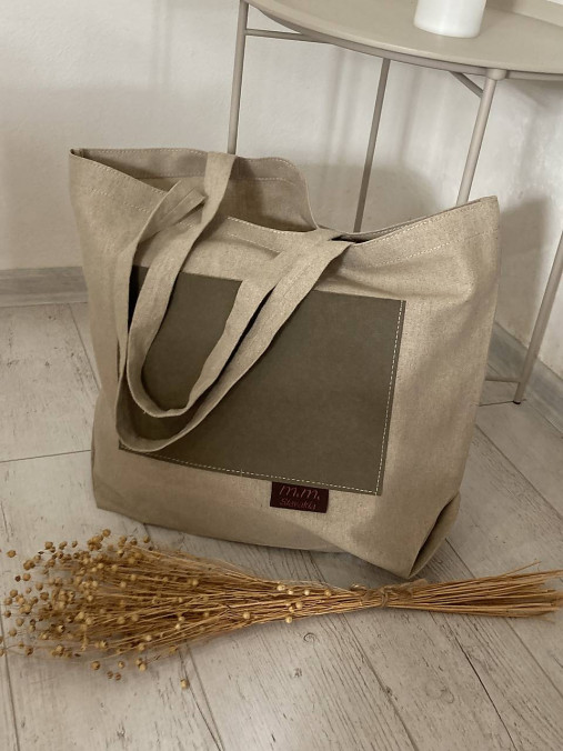 Nákupné tašky - ĽANOVÁ TAŠKA /vegánska koža - 17779189_