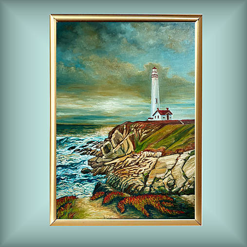 Obrazy - Maják za súmraku (70x50) - 17777895_