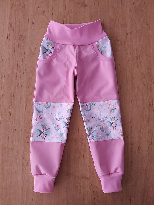 Detské oblečenie - Softshellky víly na ružové  - 17780044_