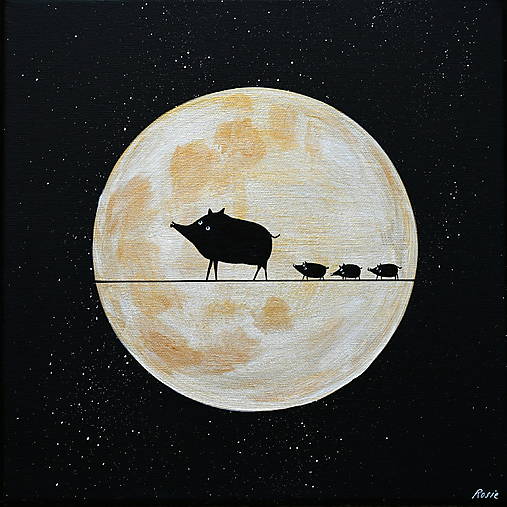 V pásikavom pyžamku za svitu mesiaca, Giclée art print 30x36