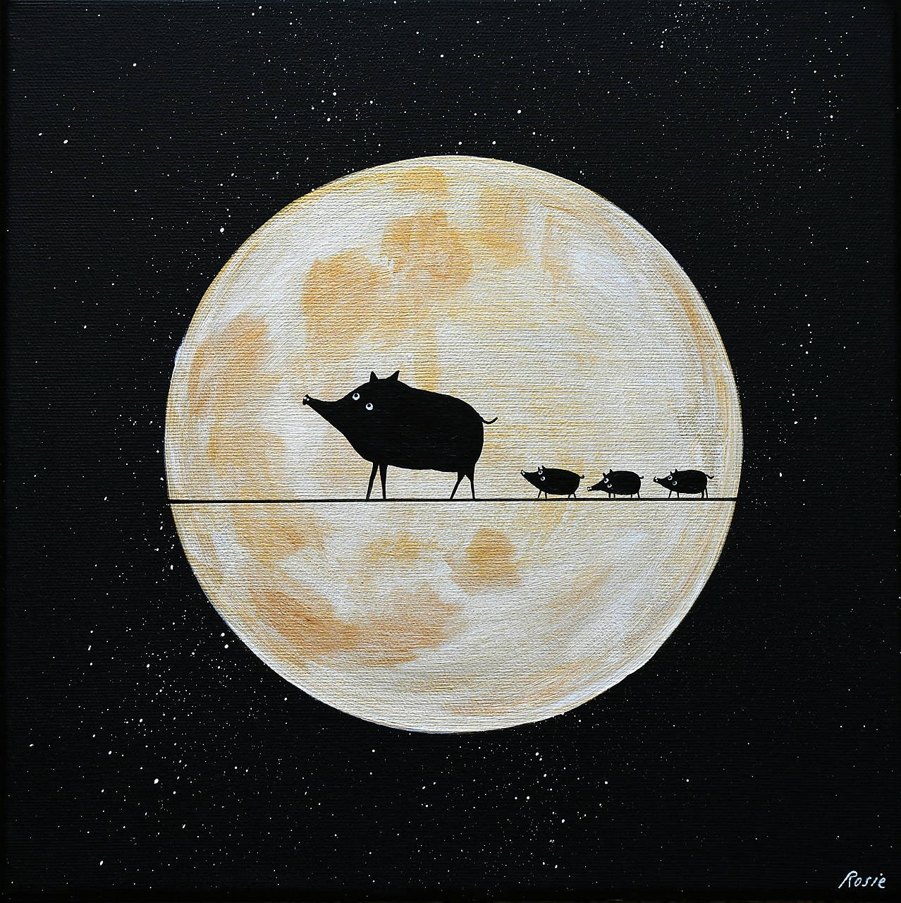 V pásikavom pyžamku za svitu mesiaca, Giclée art print 30x36