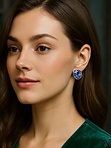 Náušnice - Napichovacie náušnice s modrými kvietkami, chirurgická oceľ - 17777933_