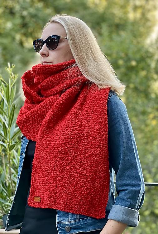 Šály a nákrčníky - Červený šál - 17781554_