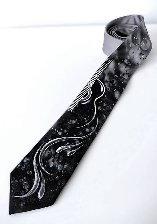 Pánske doplnky - kravata sivá - Gitara - 17782747_
