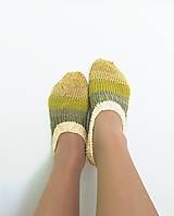 Ponožky, pančuchy, obuv - Papučky hrejivky zelenkavé - 17780564_