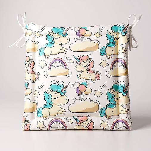 Úžitkový textil - Podsedák na školskú stoličku - veselé jazvečíky (Cukríkové jednorožce) - 17781863_