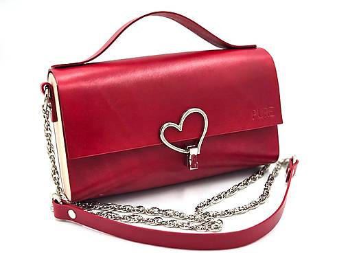 Kabelky - Kožená kabelka HEART - 17781381_