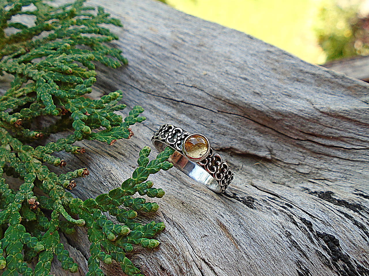 Strieborny prsteň Ag 925 Antik Citrín