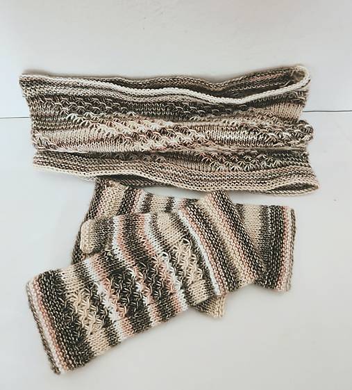 Šály a nákrčníky - Ručne pletený set - 17781479_