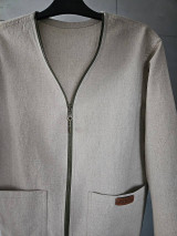 Saká - ⚠️50% ZĽAVA⚠️ Ľanové sako NATUR - 17782119_