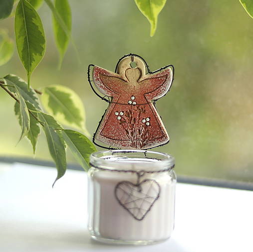 Sviečky - svietnik s keramickým anjelikom - 17782995_