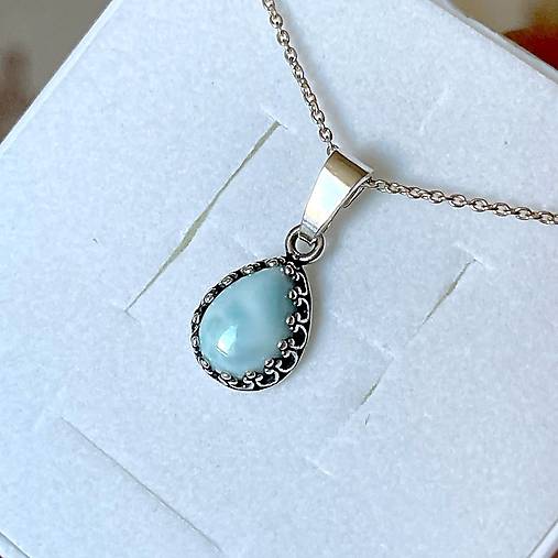 Filigree Larimar Pendant AG925 / Strieborný prívesok s larimarom E001