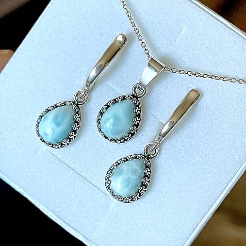 Filigree Larimar Pendant AG925 / Strieborný prívesok s larimarom E001