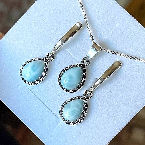 Filigree Larimar Pendant AG925 / Strieborný prívesok s larimarom E001