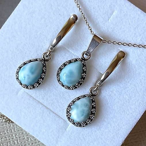 Filigree Larimar Pendant AG925 / Strieborný prívesok s larimarom E001