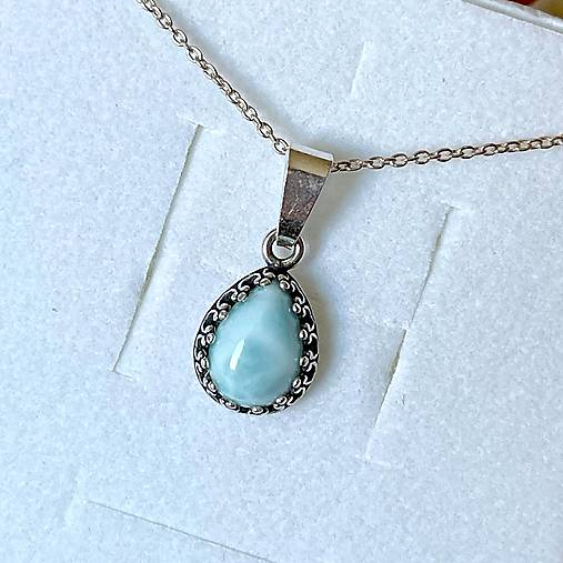 Filigree Larimar Pendant AG925 / Strieborný prívesok s larimarom E001